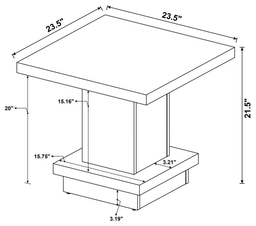 (image for) Reston Square Engineered Wood Side End Table Cappuccino