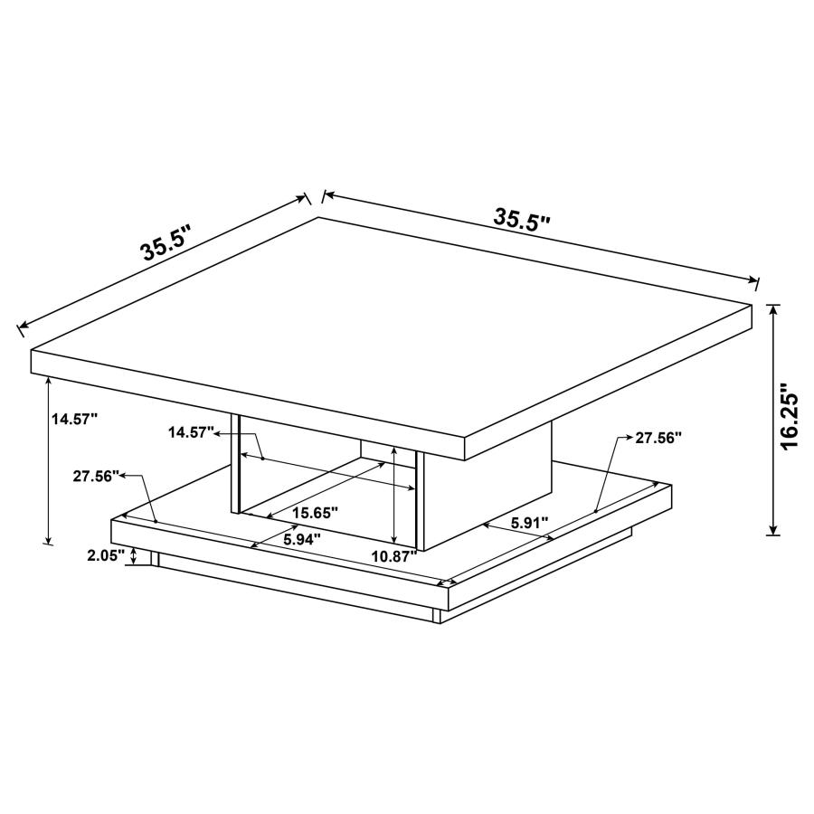 Modal Additional Images for Reston 3-piece Square Coffee and End Table Set Cappuccino