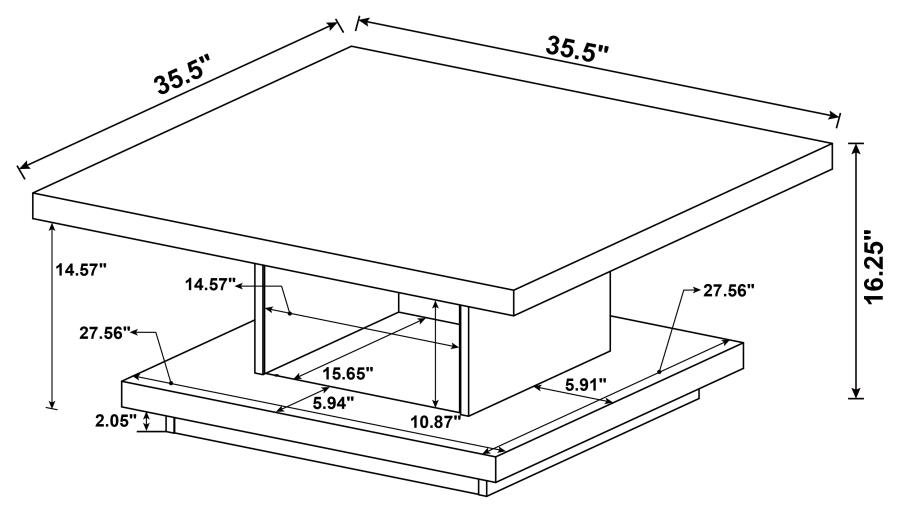 (image for) Reston Square Engineered Wood Coffee Table Cappuccino