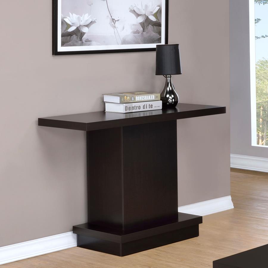 (image for) Reston Engineered Wood Pedestal Console Table Cappuccino