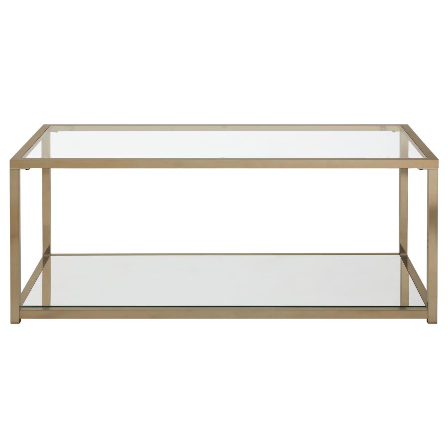 (image for) Cora Glass Top Coffee Table Mirrored Shelf Chocolate Chrome