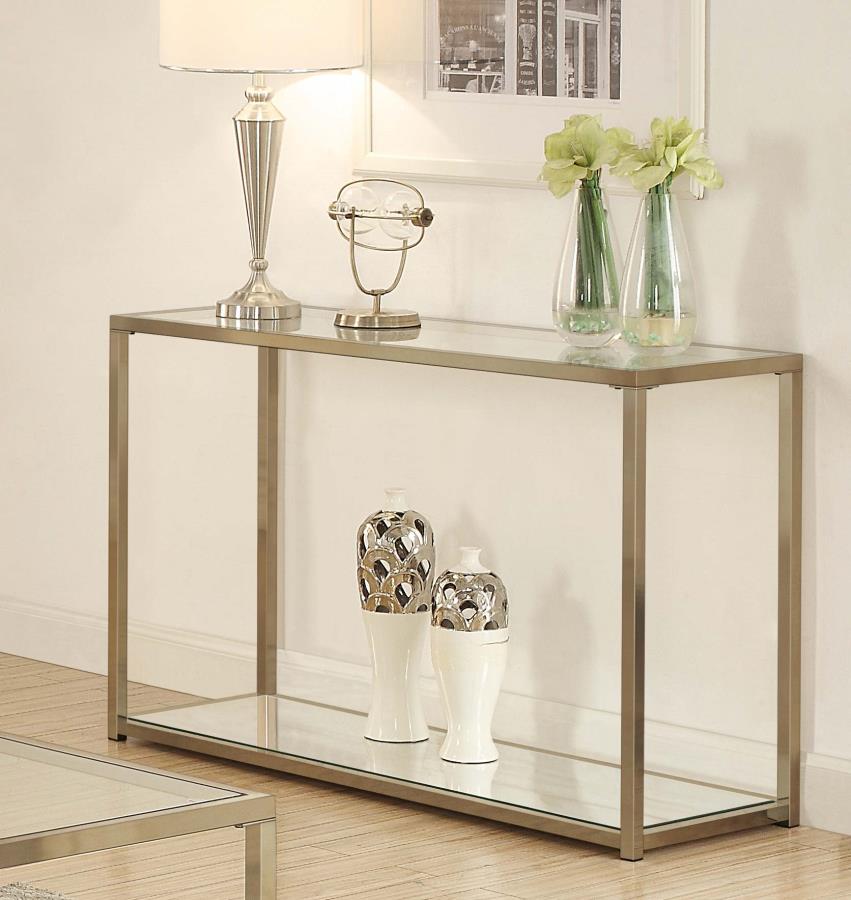 (image for) Cora Glass Top Entryway Console Table Chocolate Chrome