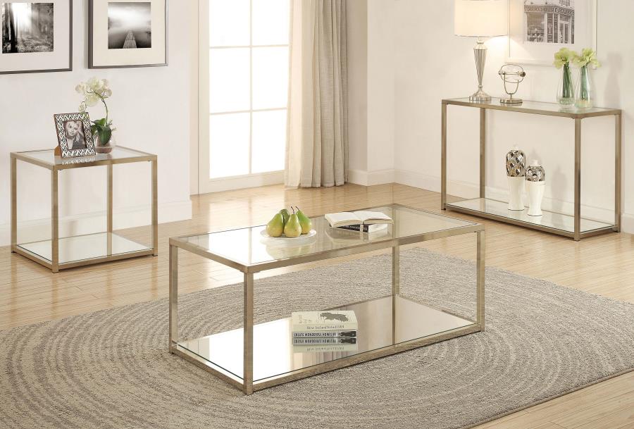 (image for) Cora Glass Top Entryway Console Table Chocolate Chrome