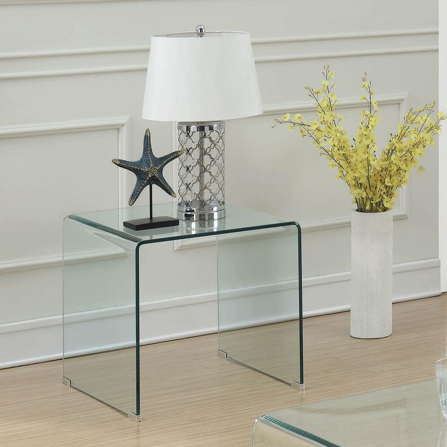 (image for) Ripley Squared Tempered Bent Glass Side End Table Clear