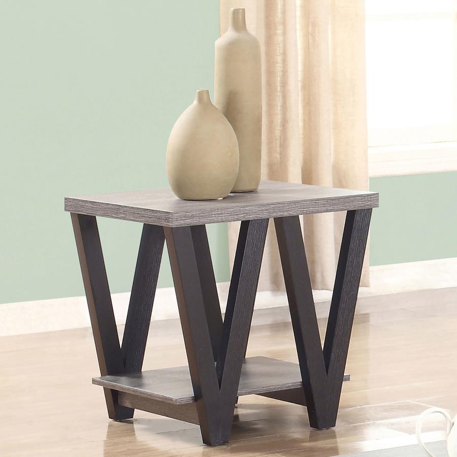 (image for) Stevens Engineered Wood End Table Antique Grey and Black