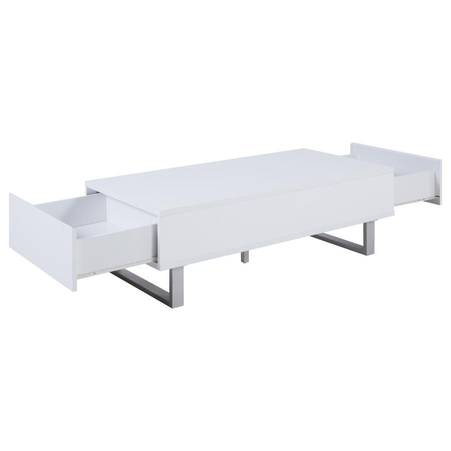 (image for) Atchison 2-drawer Rectangular Coffee Table White High Gloss