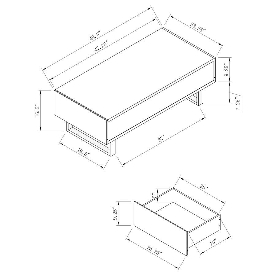 (image for) Atchison 2-drawer Rectangular Coffee Table White High Gloss