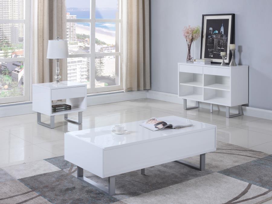 (image for) Atchison 2-drawer Rectangular Coffee Table White High Gloss