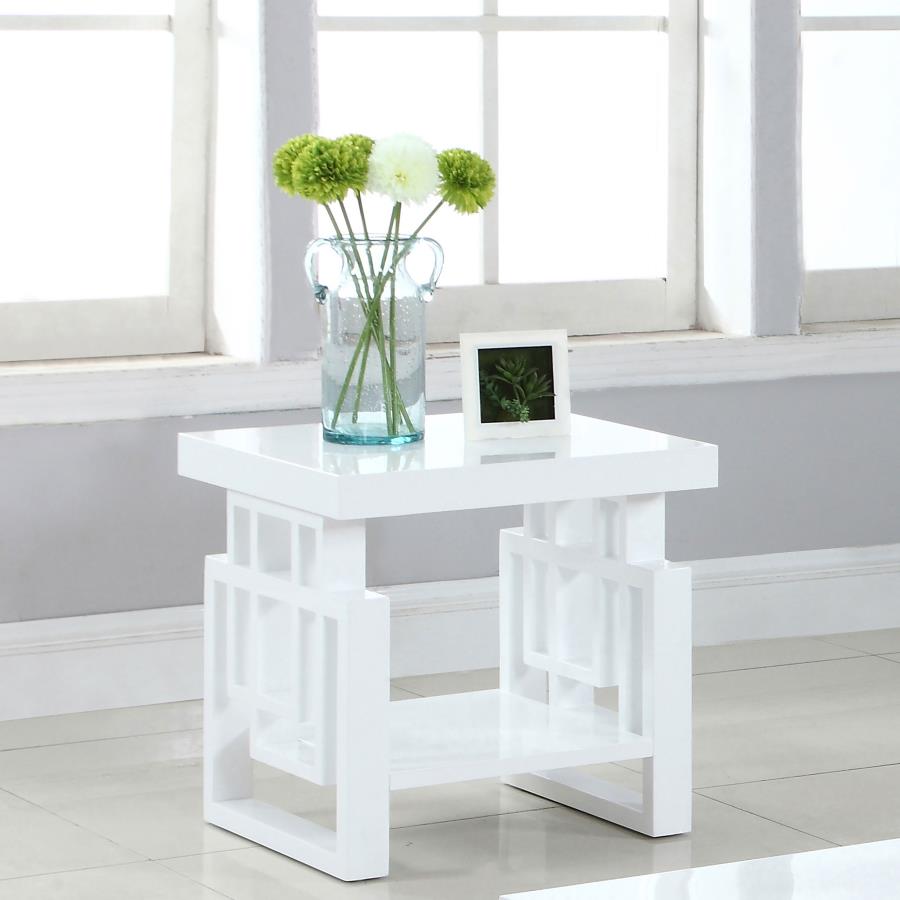 (image for) Schmitt Rectangular Side End Table White High Gloss