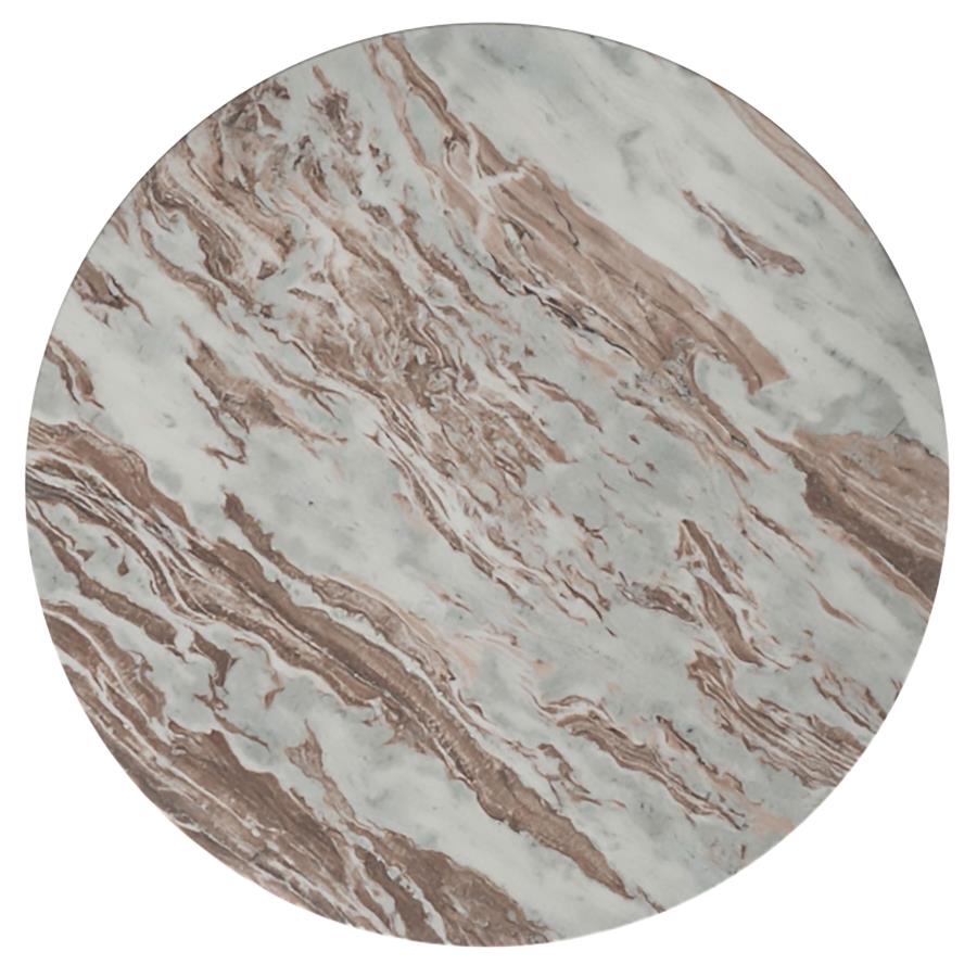 Jenna 35-inch Round Marble Top Cocktail Coffee Table Brown