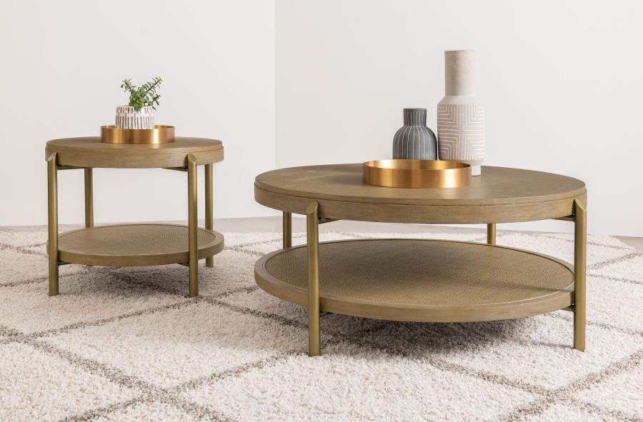 Modal Additional Images for Arini Round Coffee Table With Storage Shelf Sand Wash