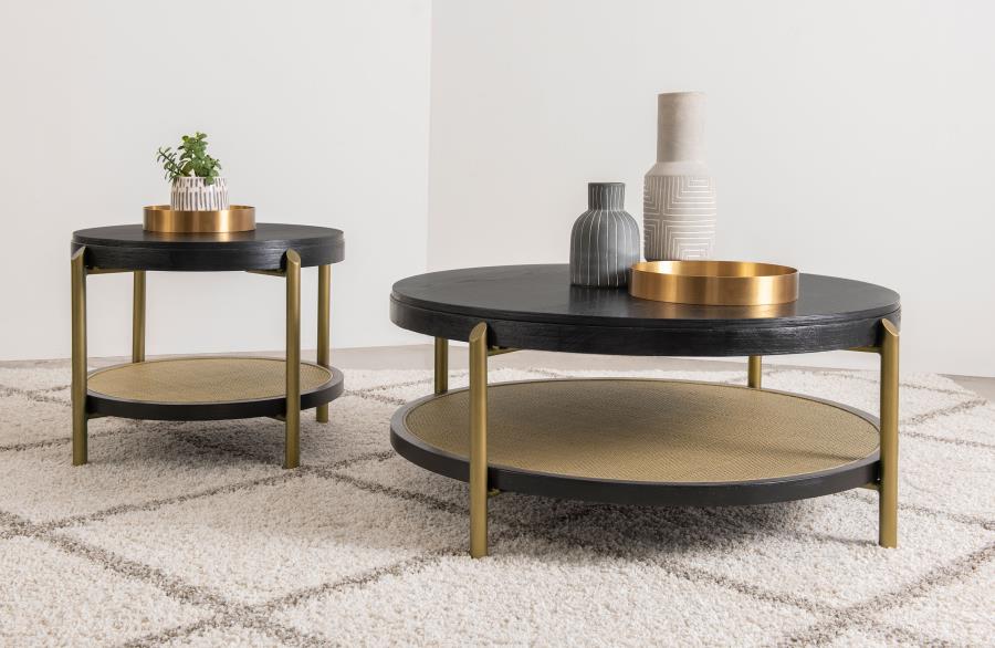 Modal Additional Images for Arini Round Coffee Table With Storage Shelf Black