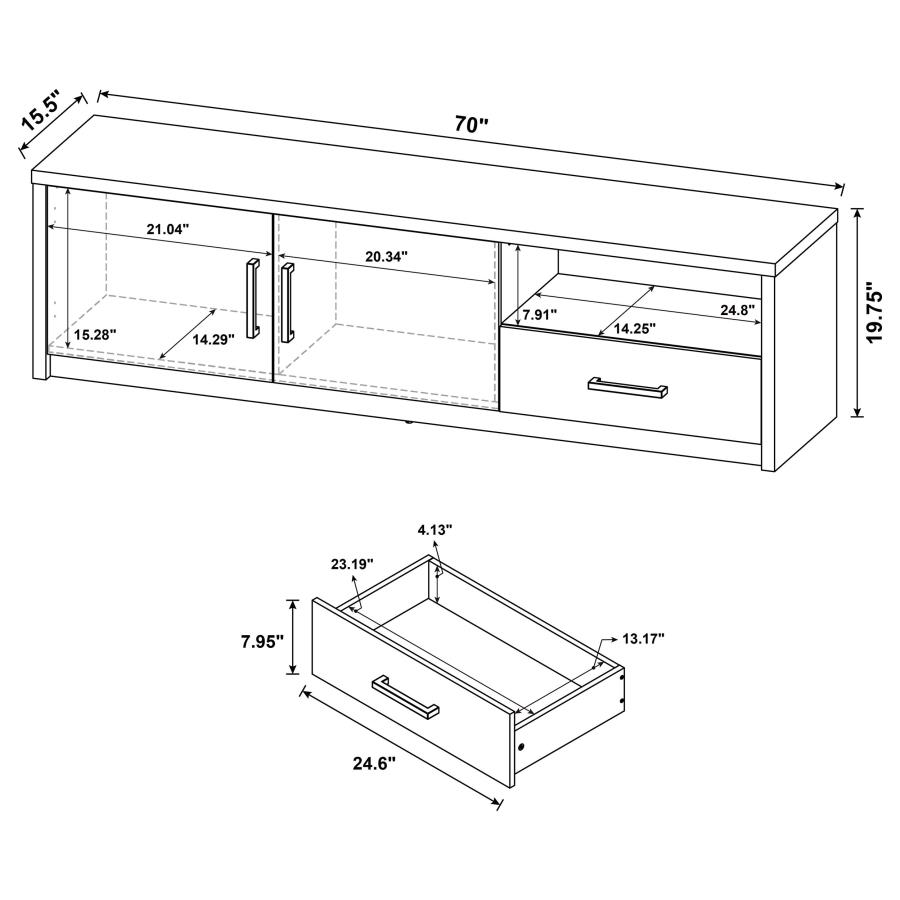 Modal Additional Images for Murray 70-inch 2-door TV Stand Media Console Black