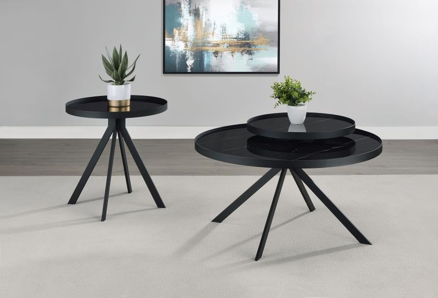 (image for) Briggs 2-piece Round Coffee and End Table Set Black