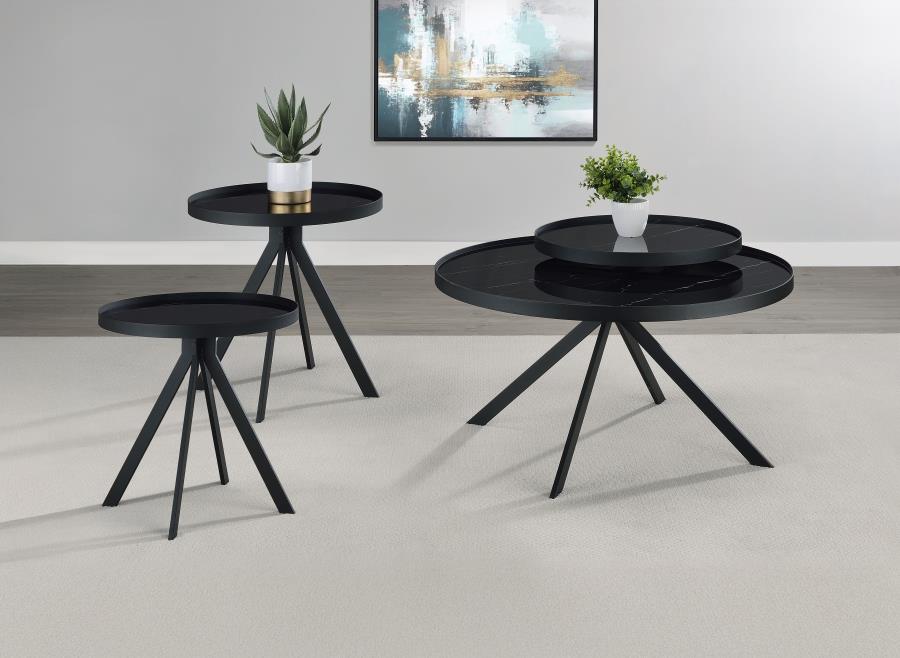 (image for) Briggs 3-piece Round Coffee and End Table Set Black