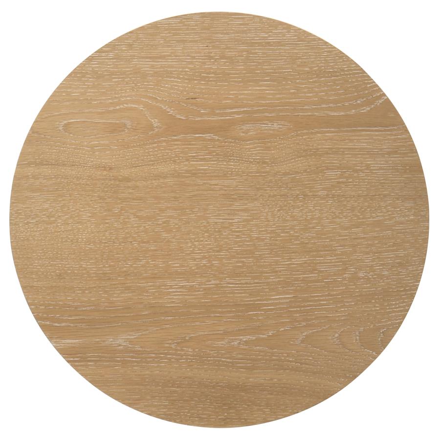 Ottowa Round Wood Side End Table with Shelf Light Oak