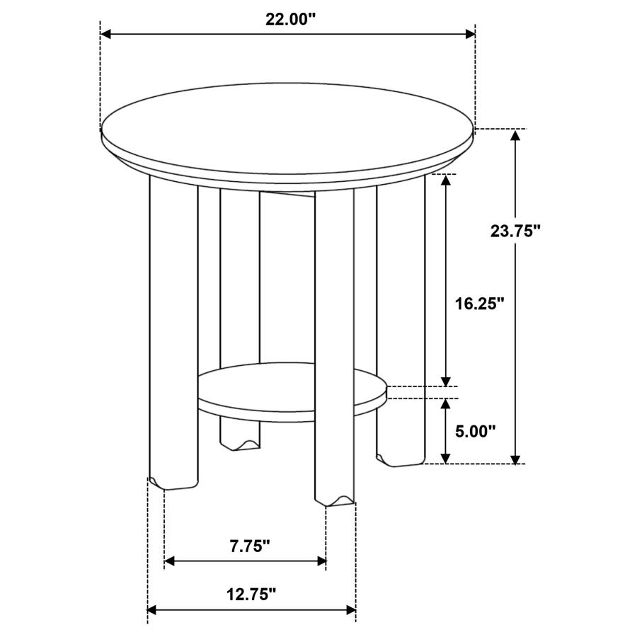 Ottowa Round Wood Side End Table with Shelf Light Oak