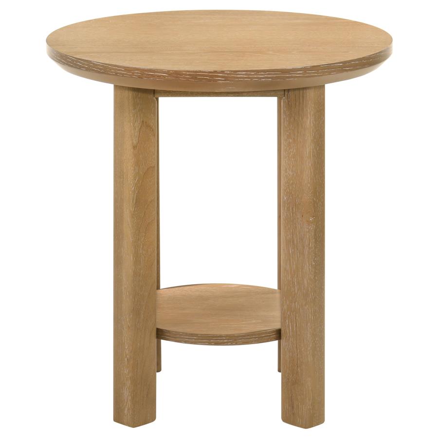 Ottowa 3-piece Round Wood Coffee Table Set Light Oak