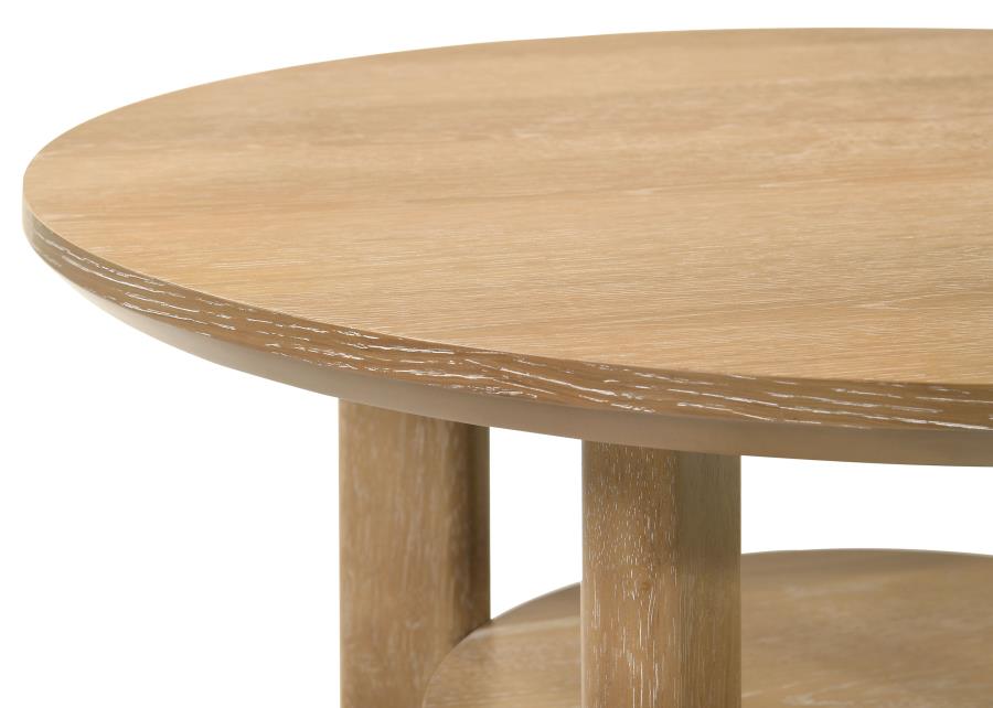 Ottowa 3-piece Round Wood Coffee Table Set Light Oak