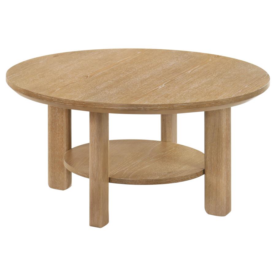 (image for) Ottowa 36-inch Round Wood Cocktail Coffee Table Light Oak