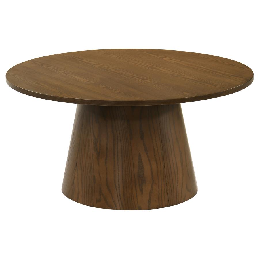 Franklin 3-piece Round Pedestal Coffee Table Set Dark Brown