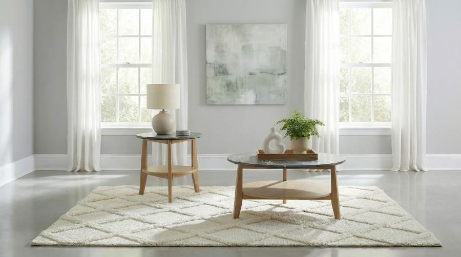 (image for) Bradley 2-Piece Round SmartTop Coffee Table Set Grey and Natural