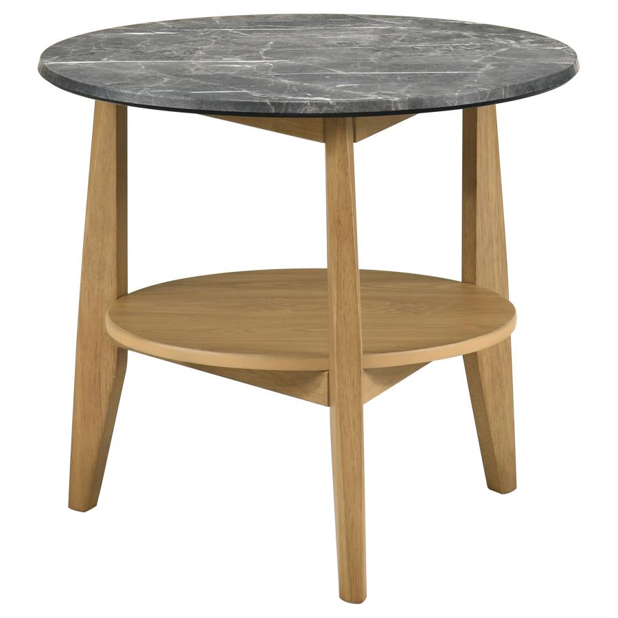 Bradley 3-Piece Round SmartTop Coffee Table Set Grey and Natural