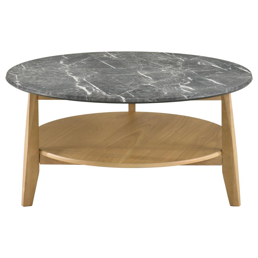 Bradley 3-Piece Round SmartTop Coffee Table Set Grey and Natural