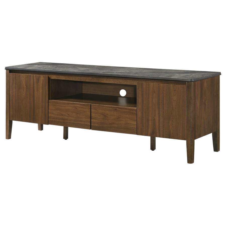 Bradley 63-inch 2-Door SmartTop TV Stand Smokey Grey and Brown