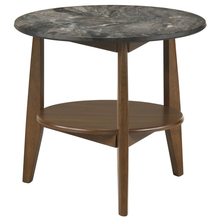 Bradley 2-Piece Round SmartTop Coffee Table Set Smokey Grey and Brown