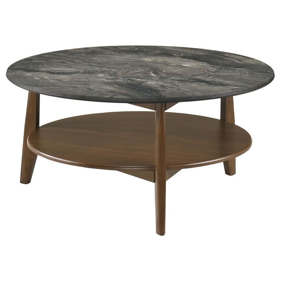 Bradley 2-Piece Round SmartTop Coffee Table Set Smokey Grey and Brown