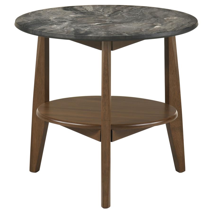 Bradley 3-Piece Round SmartTop Coffee Table Set Smokey Grey and Brown