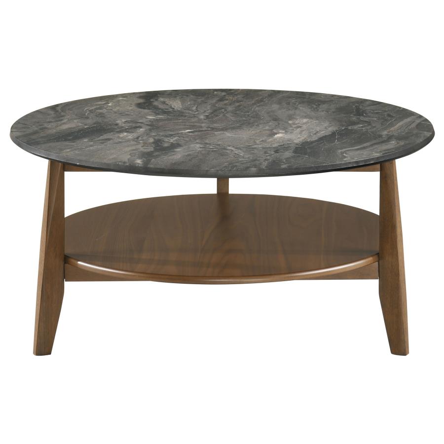 Bradley Round SmartTop Cocktail Coffee Table Smokey Grey and Brown