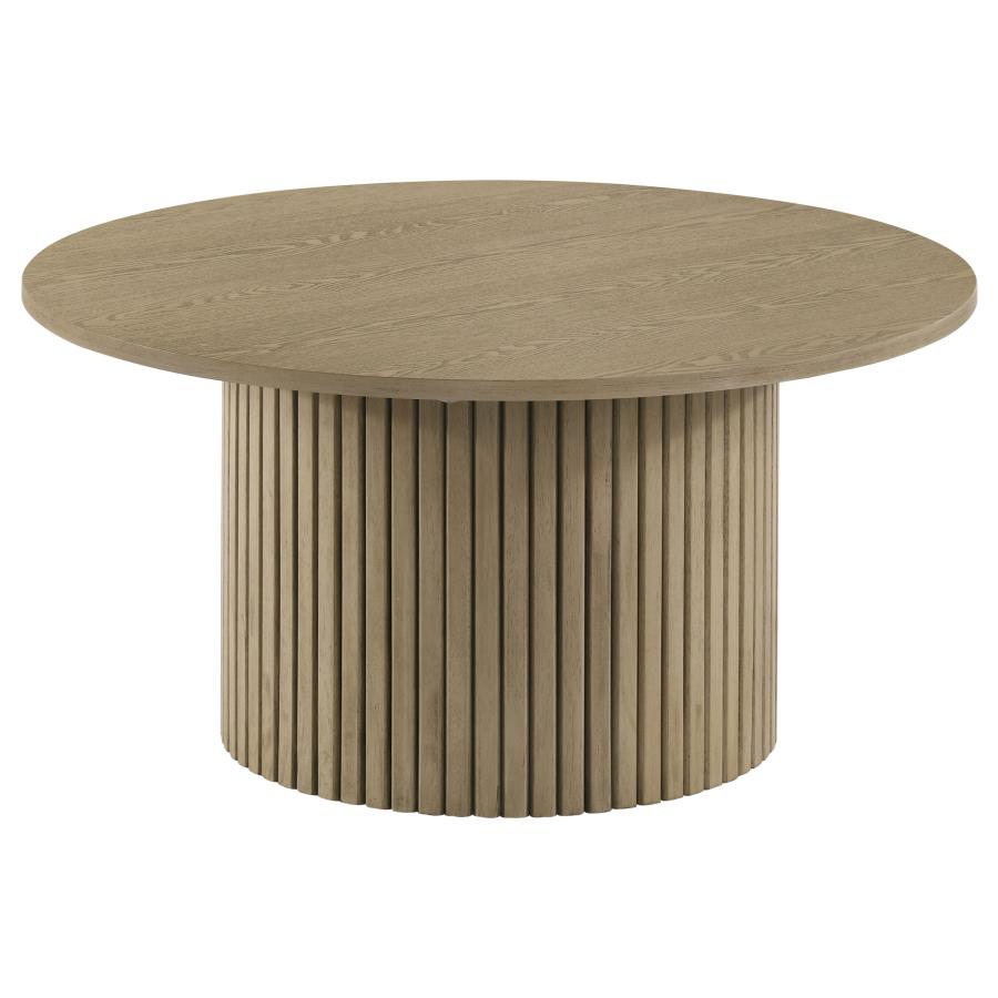 (image for) Hamlyn Round Fluted Occasional Cocktail Coffee Table Natural Oak