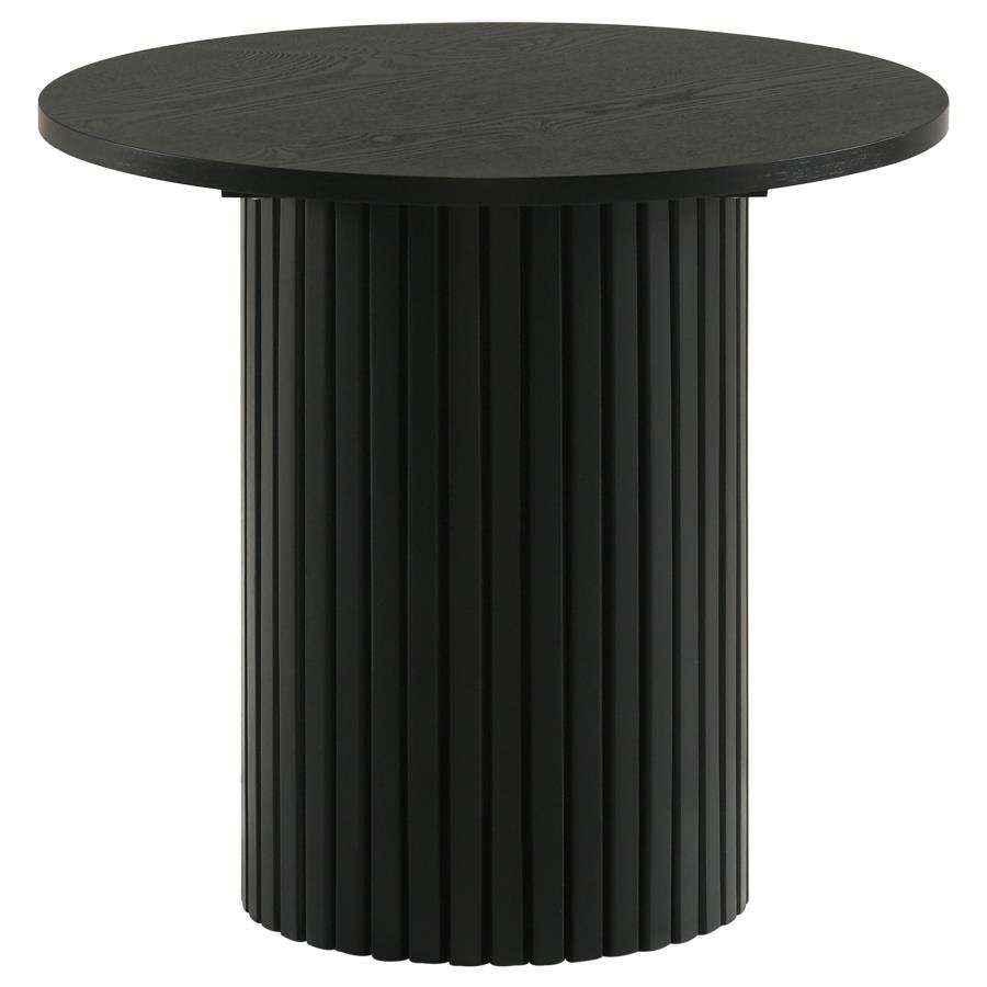 (image for) Hamlyn Round Fluted Occasional Side End Table Black