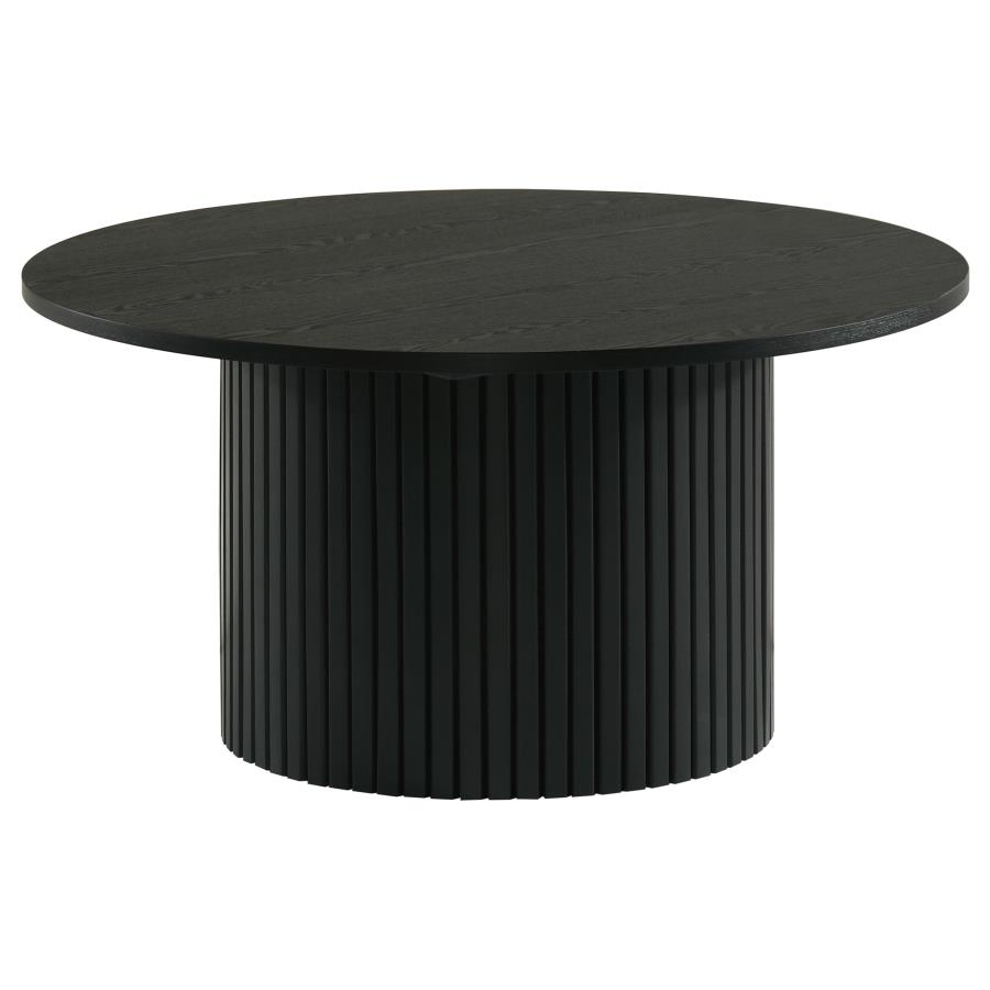Hamlyn 3-piece Round Fluted Coffee and End Table Set Black