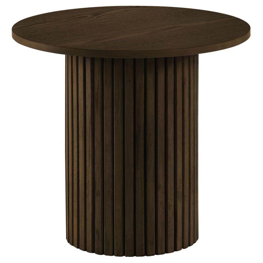(image for) Hamlyn Round Fluted Occasional Side End Table Walnut