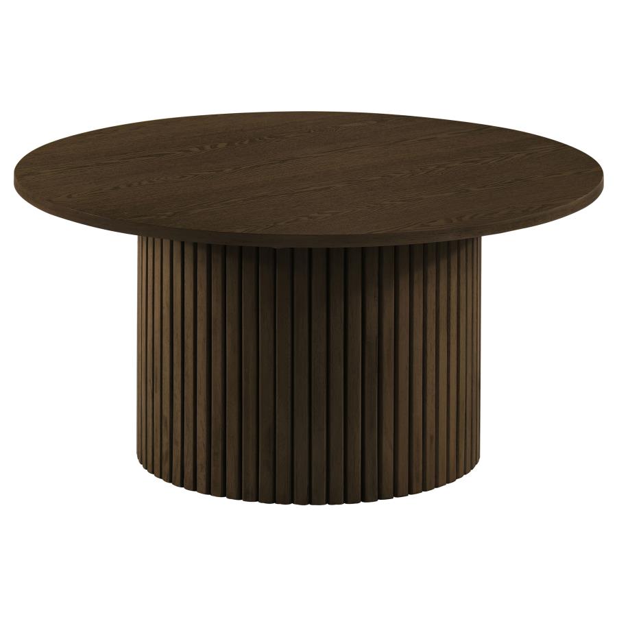 Hamlyn 2-piece Round Fluted Coffee and End Table Set Walnut