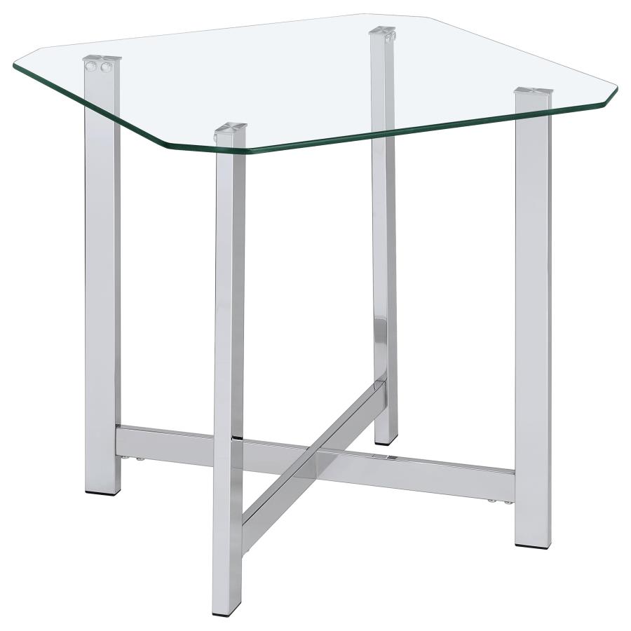 Cronin 2-piece Tempered Glass Top Coffee Table Set Chrome