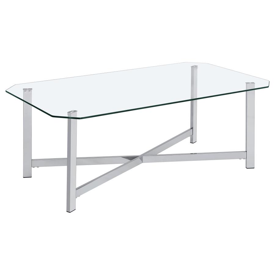 Cronin 2-piece Tempered Glass Top Coffee Table Set Chrome