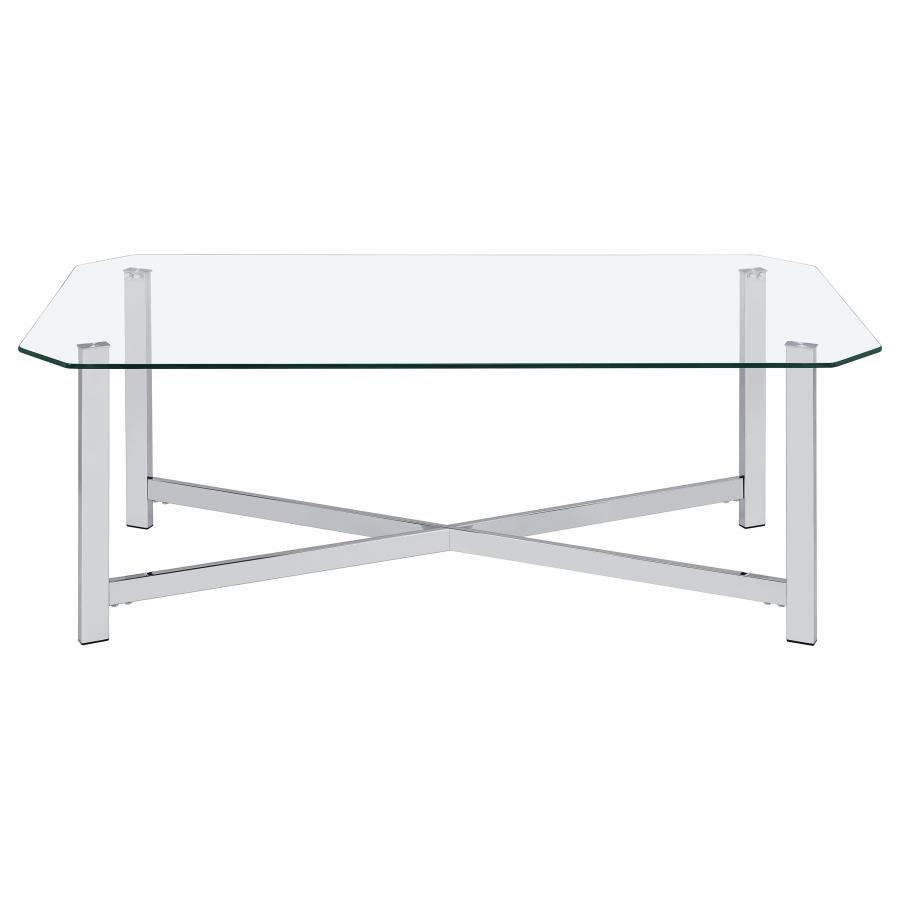 Cronin 2-piece Tempered Glass Top Coffee Table Set Chrome