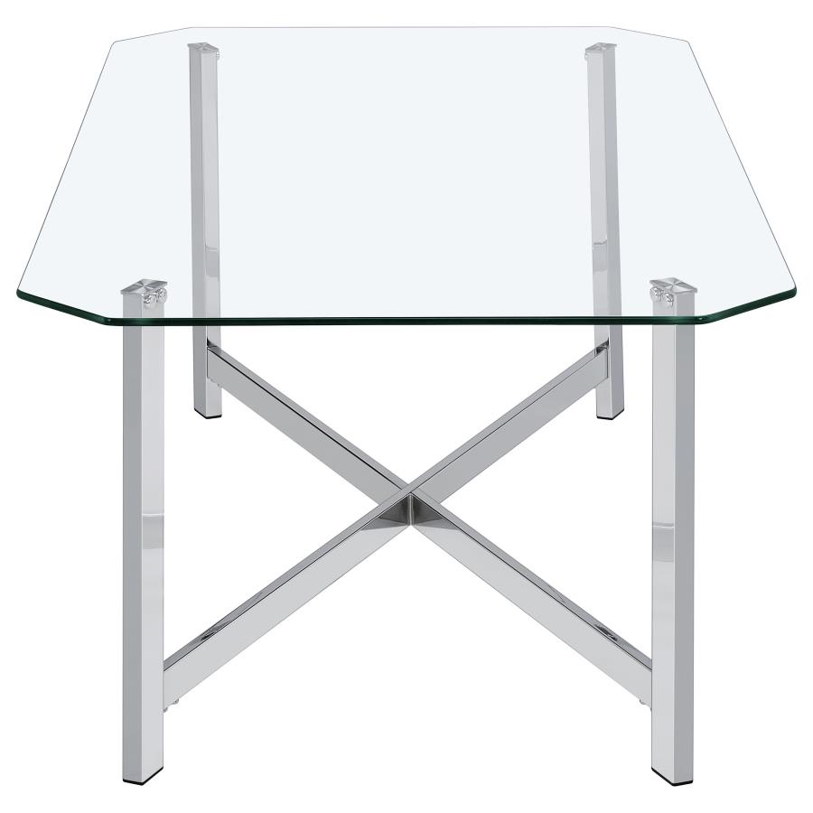 Cronin 3-piece Tempered Glass Top Coffee Table Set Chrome
