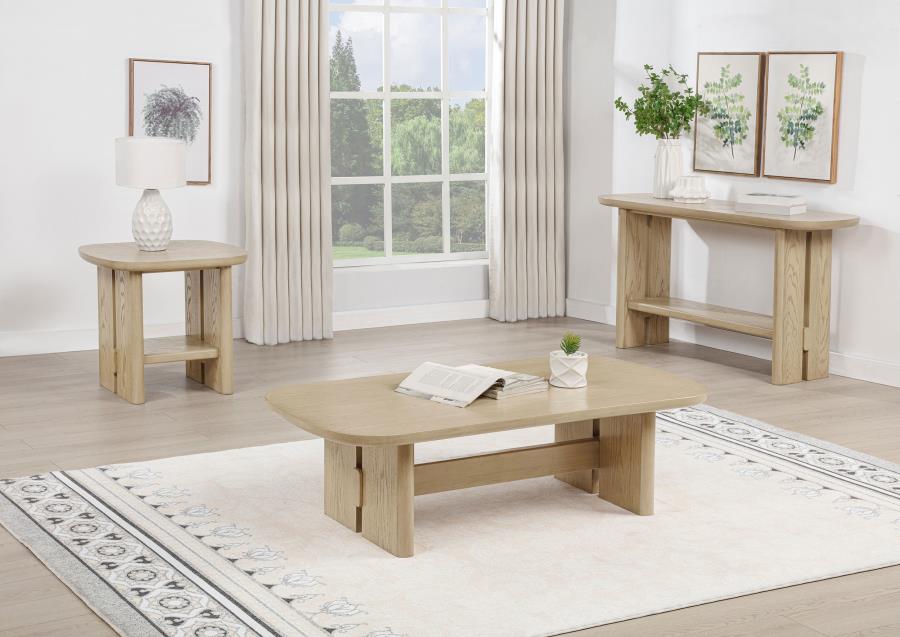 Modal Additional Images for Kailani Coastal Square End Side Table with Shelf Beige Oak