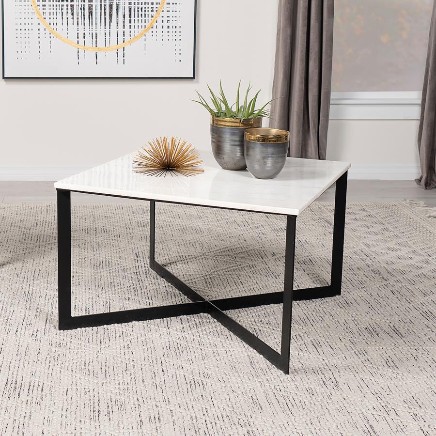 (image for) Tobin Square Marble Top Coffee Table White and Black