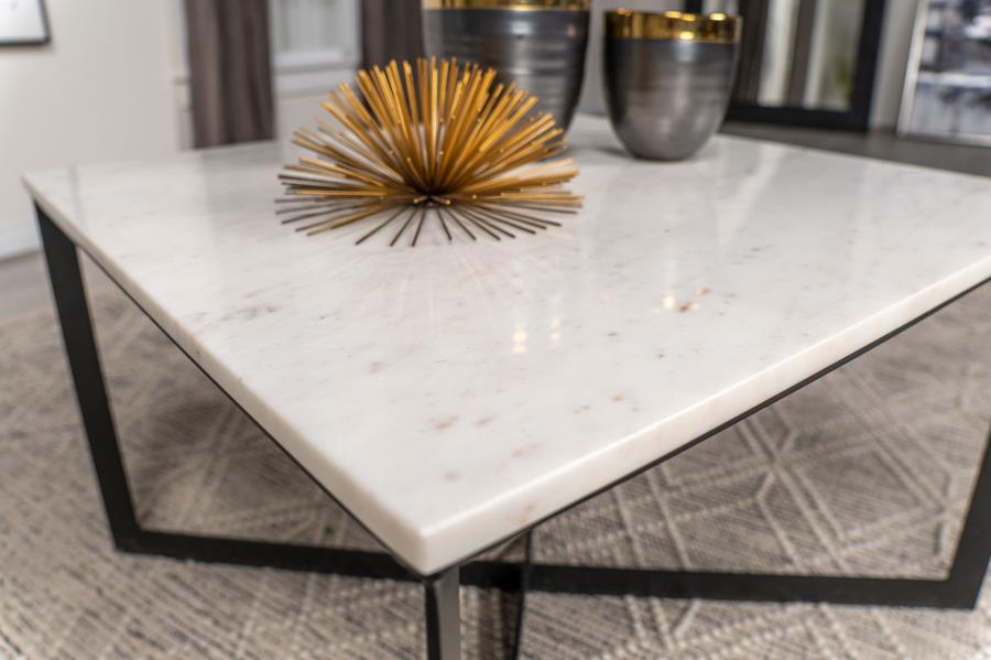 (image for) Tobin Square Marble Top Coffee Table White and Black