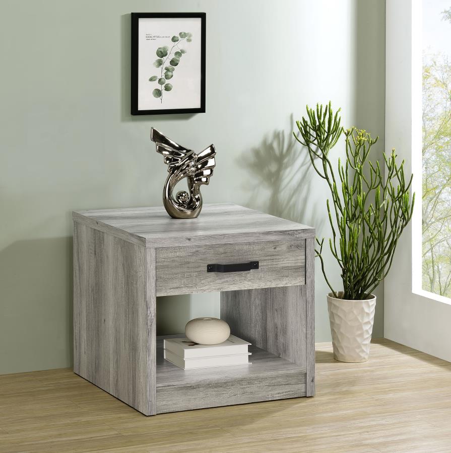 (image for) Felix 1-drawer Engineered Wood Side End Table Grey Driftwood