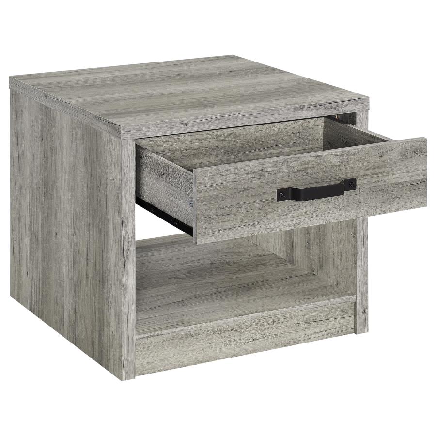 (image for) Felix 1-drawer Engineered Wood Side End Table Grey Driftwood