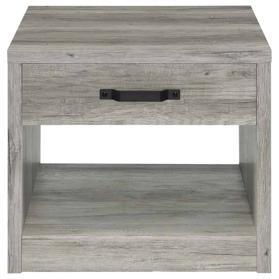 (image for) Felix 1-drawer Engineered Wood Side End Table Grey Driftwood