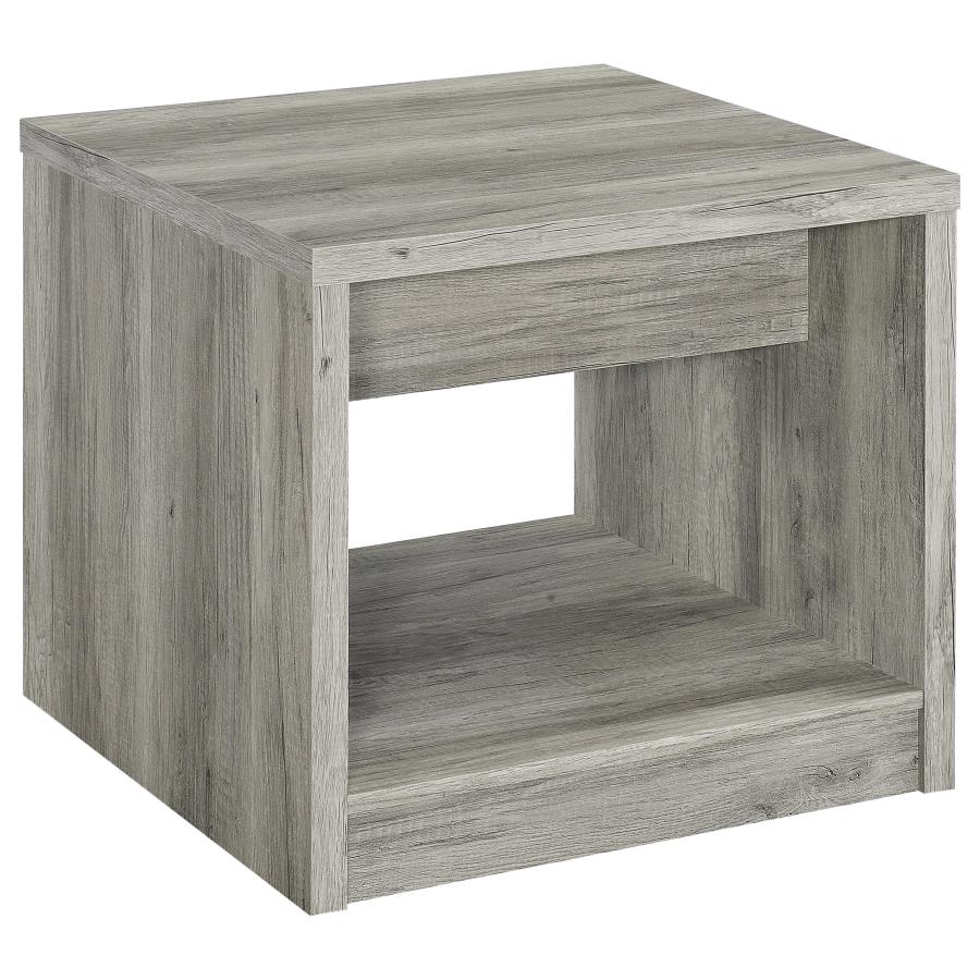 (image for) Felix 1-drawer Engineered Wood Side End Table Grey Driftwood