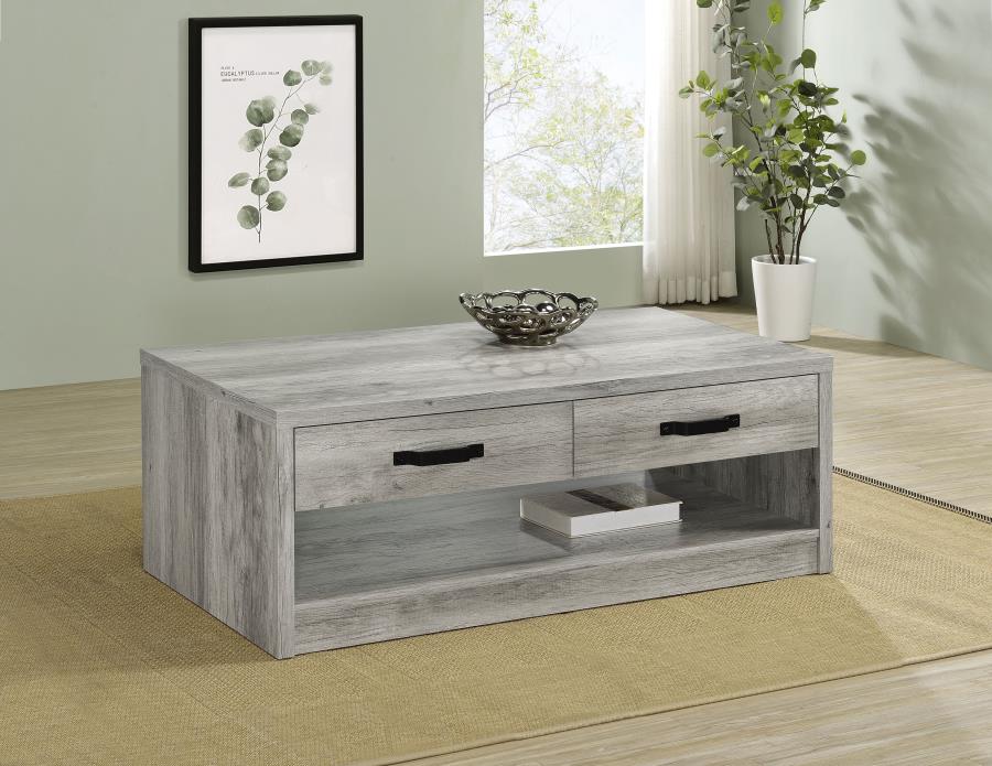 (image for) Felix 2-drawer Engineered Wood Coffee Table Grey Driftwood